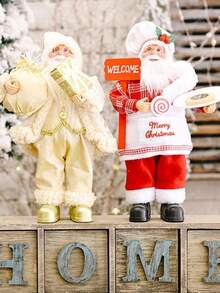 1pc Festive 12-Inch Classic Santa Claus Statue: Golden And Silver White Christmas Decorations For Home, Kitchen, Hotel, And Office Desks - Suitable For Christmas, New Year, And General Holiday Decorations,Christmas - Multicolor - View 11