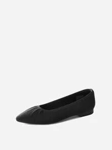 Pointed Toe Flats With Knitted Sunray Design - 黑色 - 查看 6