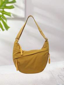 Moon Dumpling Compartment Satchel For Women Nylon Large Class Crossbody Bag Lightweight Sling Bags With Multi-Pocket - 黃色 - 查看 1