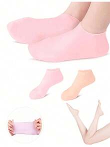 21双硅胶保湿舒缓袜，1双高弹力压缩袜，可重复使用芦荟袜，过夜SPA袜，防滑凝胶高跟袜，适合皮肤干燥和足部粗糙的男女，家庭足部护理 - 彩色 - 查看 5