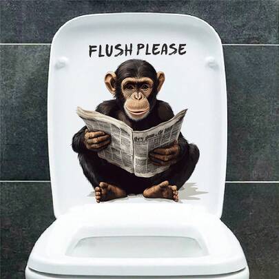 Monkey Toilet Sticker, Funny Toilet Lid Decal Self Adhesive Waterproof Home Decor