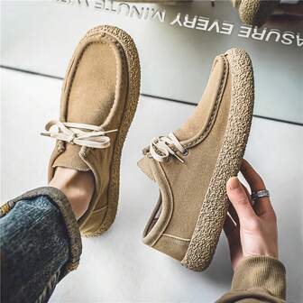 Men's Casual Retro Loafers Shoes, Soft Sole Non-Slip Slip-On Suede Shoes For Autumn/Winter