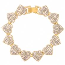 1 Stück/4 Stücke Hiphop Armband für Herren und Damen, rundes oder quadratisches Herz mit voll besetzten Strass, mehrlagige Ketten-Armband Set in Gold und Silber, funkelnde Eisenkette Metall Miami Armband Schmuck zum Valentinstag