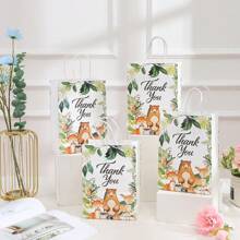24/1 Set Forest Tiger, Bear, Lion, Leopard Animal Kraft Paper Gift Bags, Birthday Party Favor Bags With Handles