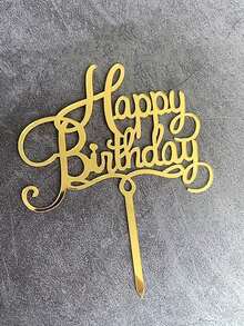 1/3/5pcs Acrylic Cake Topper - New Creative Birthday Cake Decoration - For Birthday Parties - Perfect Gift For Birthday Celebrations - Gold - View 2