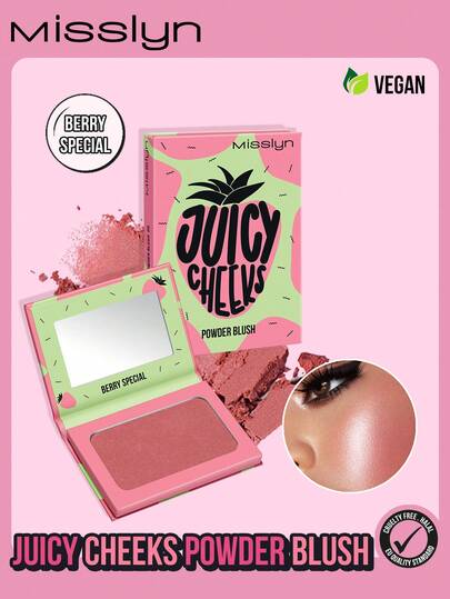  MISSLYN-Juicy Cheeks Blush | Silky Powder Formula, Available In Matte Or Shimmer Finishes, With Built-In Mirror. Creates A Natural, Matte Glow. Long-Lasting Color Payoff, Lightweight And Smooth Application, Easy To Blend. Natural Powder Blush, Beauty Brand, Face Makeup.