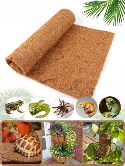 Tapetes para répteis feitos de fibra de coco natural, decoração para habitats de lagartos, cobras e tartarugas, adequados para: tapetes para animais de estimação, galinheiros, revestimento de coco para vasos, molduras de janelas e cestos suspensos, rolos de casca de coco e tapetes de fibra de coco, postes de musgo faça você mesmo para decoração de jardim