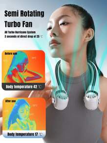 1 pièce Ventilateur à collier suspendu avec hélices turbo réglables sans lames, ventilateur sans lame portable à collier sans lame, mini refroidisseur d'air USB rechargeable