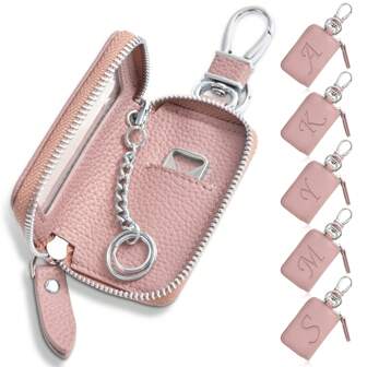 Monedero inteligente multifuncional de moda, unisex, con diseño de letras en relieve, ventana transparente, cierre con cremallera, compatible con llaves inteligentes, con mosquetón, estilo lindo, apto para el uso diario y escolar