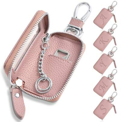 Monedero inteligente multifuncional de moda, unisex, con diseño de letras en relieve, ventana transparente, cierre con cremallera, compatible con llaves inteligentes, con mosquetón, estilo lindo, apto para el uso diario y escolar