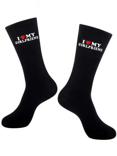 1 Pair I Love My Girlfriend Socks Cute Gifts For Boyfriend Funny Boyfriend Gift Ideas For Anniversary Valentine's Day Birthday Gifts I Love My Girlfriend Socks Funny Socks, Fall