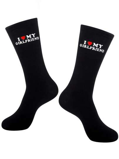 1 Pair I Love My Girlfriend Socks Cute Gifts For Boyfriend Funny Boyfriend Gift Ideas For Anniversary Valentine's Day Birthday Gifts I Love My Girlfriend Socks Funny Socks, Fall