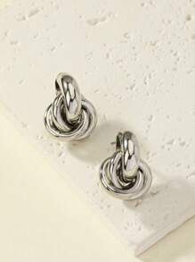 1 Pair Geometric Hip Hop Patch Earrings, Minimalist & Practical Multifunctional