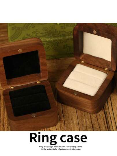 1pc Portable Wooden Jewelry Case, A Small Jewelry Box Suitable For Women, A Simple Home Jewelry Organizer, A Travel Organizer, And An Exquisite Mini Storage Box That Can Hold Earrings.