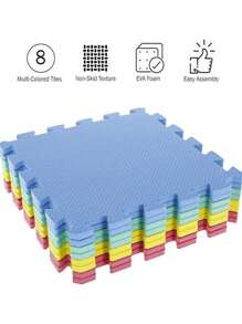 Alfombra de piso entrelazada de EVA con tiras laterales, adecuada para sala de estar, gimnasio, sala de juegos - lavable, duradera, plegable, estera de fitness multifuncional, alfombra de espuma para el piso, decoración del hogar, decoraciones de fiesta, alfombra antideslizante para gatear, decoración de piso del hogar, anti-caída/humedad/impermeable/anti suciedad.