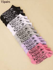 3/6/9/15 双男女通用时尚百搭袜子，心形透气休闲低帮袜，隐形袜，吸湿排汗简约设计，适合所有季节和节假日 - 彩色 - 查看 11