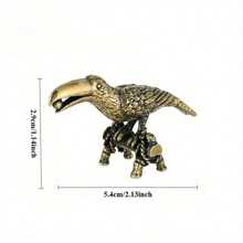 Retro Brass Parrot Small Statue Desk Ornament Simulation Bird Animal Figurines Incense Holder Home Decoration Crafts Collections