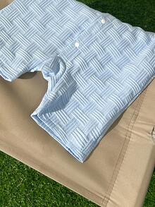 Infant/Toddler Boys' Casual Solid Blue Short Sleeve Romper, Baby Boys' Outdoor Outfit