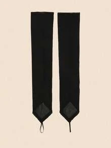 1 Pair Wedding Party Long Arm Fingerless Gloves, Shiny Long Sleeve Cuff Gloves - Black - View 3