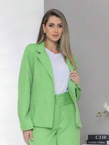 Women's Blazer And Tailored Pants Set Winter Cold Mother's Day Casual - 薄荷綠 - 查看 3