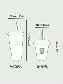 1 pièce Tasse à pailles en plastique avec lettres anglaises et ours, tasse d'eau en forme de cœur pour fille, tasse de café portable, tasse à jus