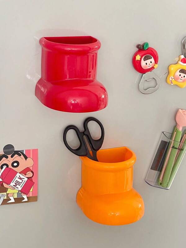 1pc Magnetic Boot Shape Fridge Magnet, Fridge Magnet Storage Rack, Wall-Mounted No-Drill Storage Box, Decorative And Organizer