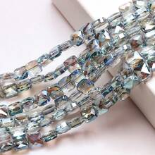 50 件/包 6 毫米/8 毫米中心孔网格方形 8 毫米边缘孔扁平玻璃珠，DIY 珠宝配件，适用于手链、钥匙扣、腰链、鞋子、服装和其他工艺品 - 網格扁方 - 查看 21