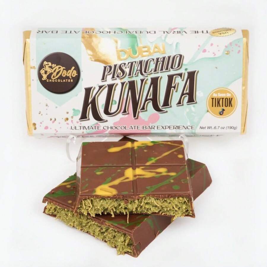 Viral Dubai Milk Chocolate Pistachio Kunafa Ultimate Chocolate Bar Experience Dessert Indulgence - 1 - View 1