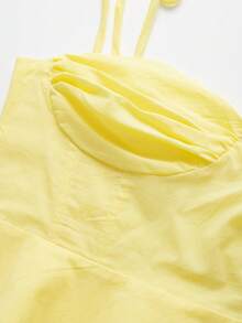 休闲简约奶油黄色束腰吊带背心 - 黃色 - 查看 3