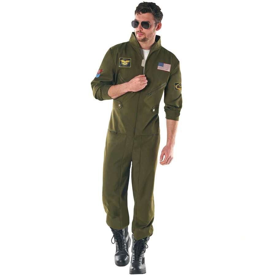 Morph Costumes Authentic Aviator Jumpsuit Costume For Men - Perfect Fancy Dress For Halloween, Theme Parties, Cosplay & Flight Enthusiasts - Green - View 1