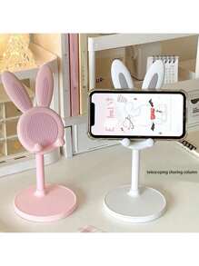1pc Adjustable Folding Rabbit-Shaped Tabletop Stand For Tablets And Phones, School Supplies,Back To School