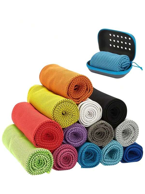 1 pieza Toalla de enfriamiento de secado rápido, toalla suave y transpirable para absorción de frío para deportes, gimnasio, yoga con caja de almacenamiento, apta para golf
