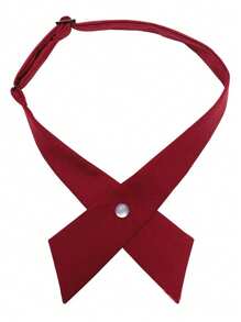 1pc Minimalist Solid Color Adjustable Length Collegiate Style Cross Neck Bow Tie, Suitable For Everyday Use