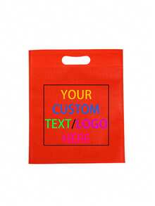 50pcs Non-Woven Reusable Tote Bags, Customizable With Text Or Graphics, Personalized Logo, Large Capacity Gift Bags For Weddings, Festivals, Parties - Multicolor - View 4