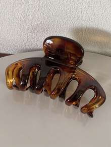 4个/1个女士12厘米/4.72英寸超大亮面粉色、白色、黄色、红色、果冻色中号爪形发夹，轻质塑料，时尚百搭，优雅简约纯色发饰，适合日常佩戴、休闲、派对、通勤、度假、洗脸、化妆、搭配秋冬装、夏季沙滩装。 - 彩色 - 查看 4