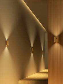 1个USB充电式运动传感器磁性木纹小夜灯，LED床头阅读灯，智能联动运动传感器楼梯小夜灯。可充电，适用于楼梯照明、走廊照明和家居装饰。 - A款 - 查看 8