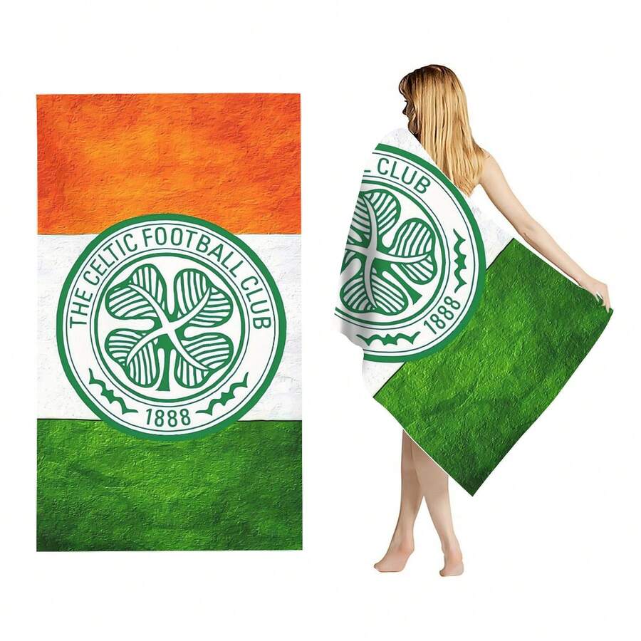 Celtic FC Ultra-Soft Microfiber Beach Towel, Quick Drying Pool Towel, Modern Woven 100% Polyester Rectangular Shape, Multi-Purpose For Bathroom, Sofa, Hotel - Ideal Gift Summer Holiday Bathroom Decor Travel Essentials Travel Accessories Beach Essentials