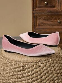 WHDXY Women's Flat Solid Color Loafers, Pointed Toe Work Shoes For Commuting Office, Non-Tiring Flats, All-Season - Pink - View 7