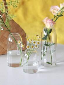 6pcs/3Pcs/1pc Glass Vases For Flowers Tall Clear Vases For Centerpieces Wedding Decorations 3 Diameters Hurricane Floating Candle Holder Modern Simple Vases Formal Dinners Home Decor