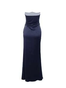 Backless Bodycon Bandeau Evening Gown Dress - Navy Blue - View 6