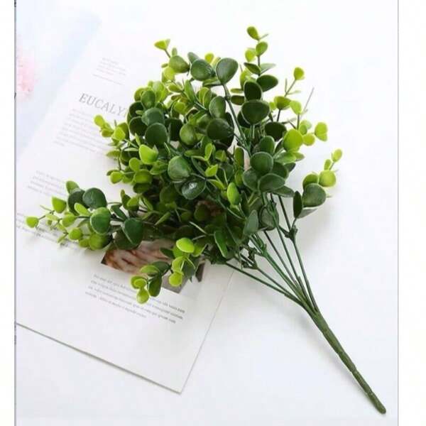 1 Bund 5-stämmige künstliche Eukalyptus-Zweige, geeignet für die Dekoration von Außenkorridoren