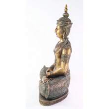 Estatua decorativa doméstica de Buda de bronce de 12" en posición Dhyani Mudra de paz - 1 - Ver 5