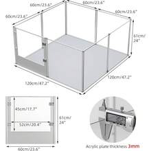 Acrylic Dog Playpen Fence: Heavy Duty Pet Clear Exercise Play Pen Whelping Box With Waterproof Fertility Pad For Cats, Puppies, Rabbits, Guinea Pig (120x120xH60cm) - L(120cmx120cmx60cmH) - View 6