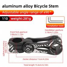Adjustable Bicycle Front Fork, 90 Degree 90-145mm Mountain Bike Coil Suspension Fork, 31.8mm Handlebar Stem, BMX Road Bike Headset Adjustable Front Fork - Black - View 11