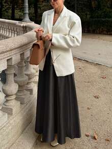 Spring Summer Casual Simple Elegant Women's High Waist Half Skirt Fashion Solid Colour Puffy Skirt Ladies Elegant A-Line Satin Wedding Half Skirt