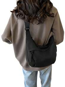Waterproof Nylon Moon Shoulder Bag For Women Slouchy Dumpling Crossbody Bags Large Durable Hobo Bag - Black - View 3
