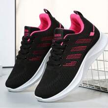 New Casual Ladies Flat Running Shoes, Front Lace-Up Mesh Breathable Low-Top Outdoor Sports Sneakers For Women