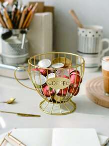 1 pezzo Portaoggetti da tè color oro, supporto decorativo per la casa per snack, caramelle, adatto per ufficio, tavolino da caffè per il soggiorno con articoli preconfezionati come foglie di tè, capsule di caffè, caramelle (non include nessun prodotto alimentare, solo il portaoggetti)