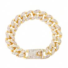 1 Stück/4 Stücke Hiphop Armband für Herren und Damen, rundes oder quadratisches Herz mit voll besetzten Strass, mehrlagige Ketten-Armband Set in Gold und Silber, funkelnde Eisenkette Metall Miami Armband Schmuck zum Valentinstag
