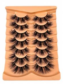 7 Pairs Of Natural-Looking 3D Curled Fluffy False Eyelashes With Faux Mink Material, In Cat Eye Style, Long Lasting Thick And Voluminous, Dramatic Eyelashes - Fluffy Lashes - View 3